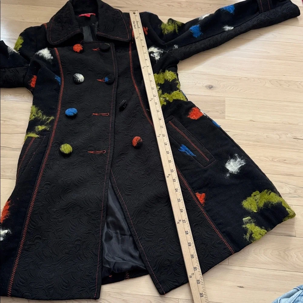 Vintage-Abstract Fuzzy Inlay Pieced Jacket Coat-Y2K-S - Picture 6 of 8